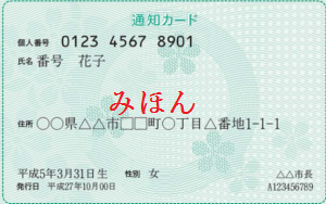 緑色の通知カード