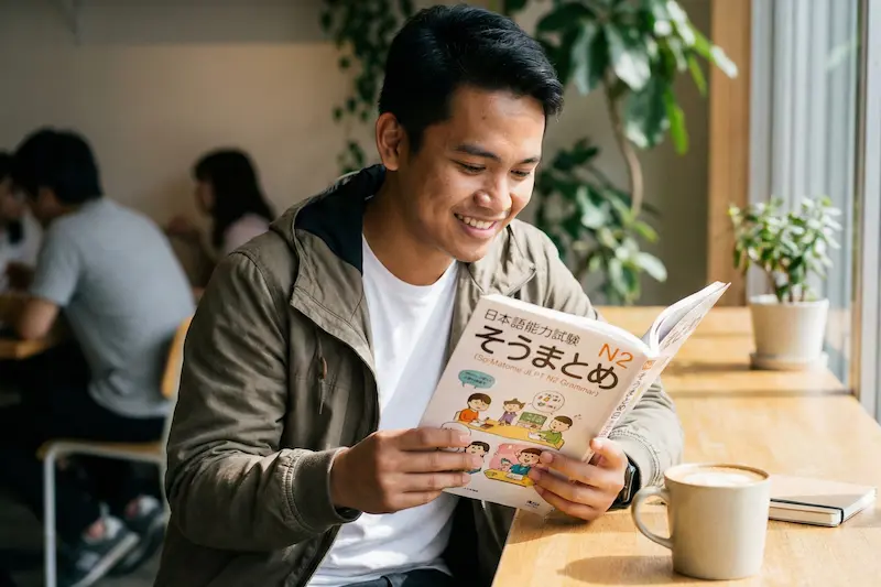 Studying relaxed with coffee